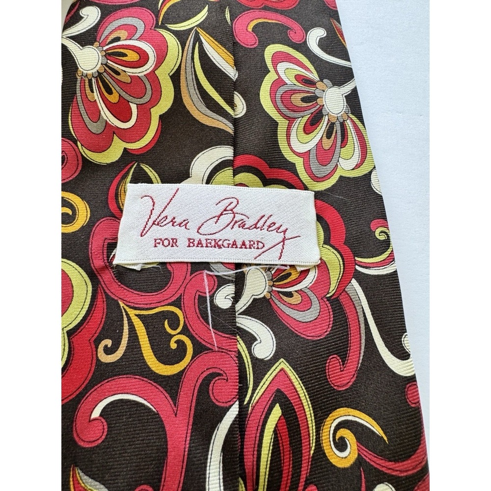 Vera Bradley Tie Red Brown Yellow Floral - Picture 3 of 3